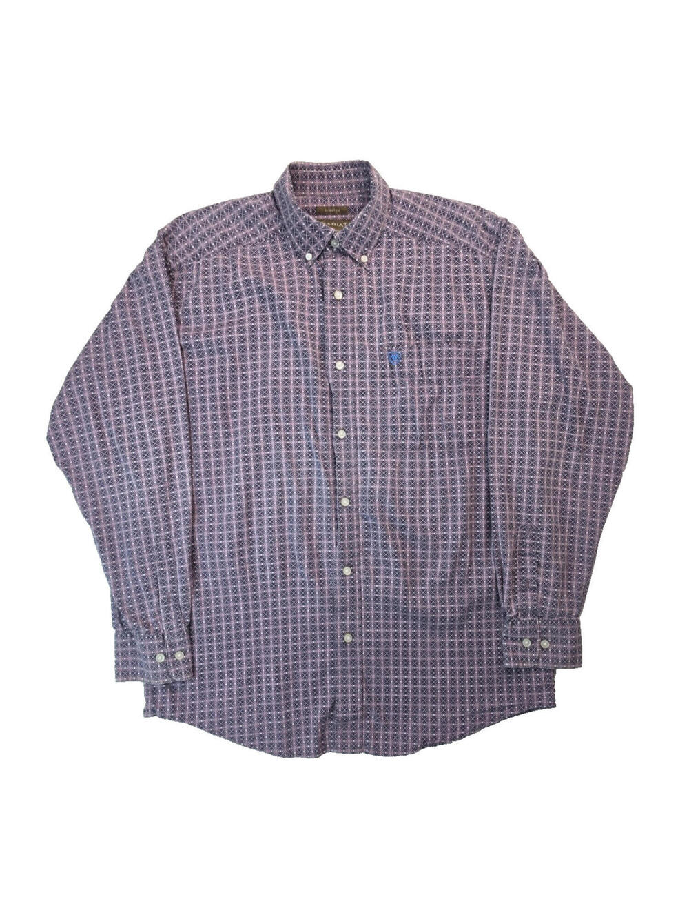 Ariat Western Purple Geometric Button Shirt Mens Size Medium M Stretch
